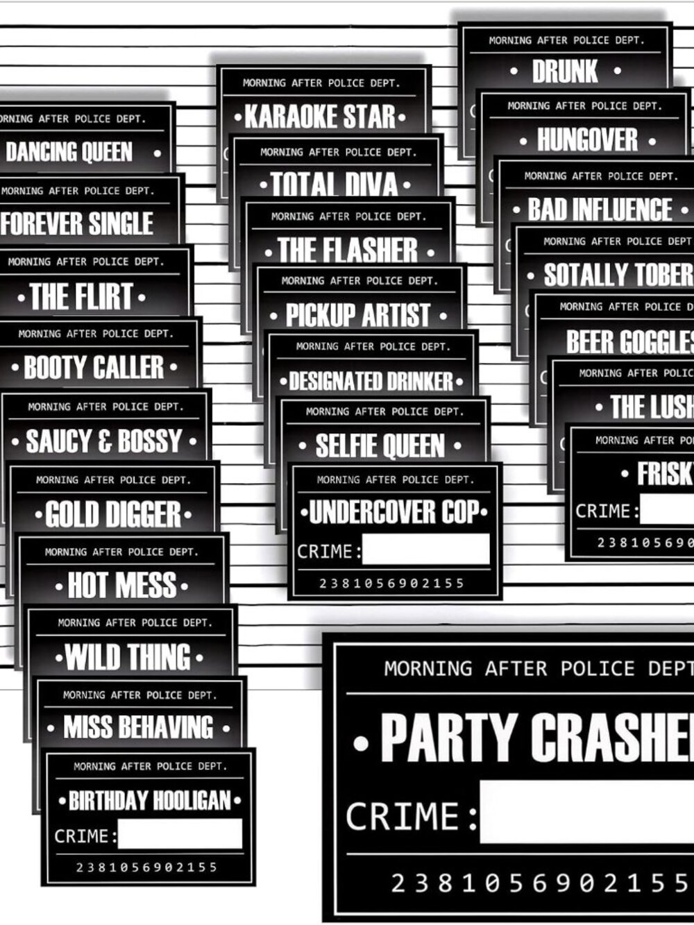 25 Pack Bachelorette Mugshot Signs w/Height Chart - Bachelorette Backdrop for We